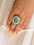 Détail bague Gaspard ajustable pierre turquoise et perles Studio Albine P