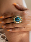 Bague Gaspard réglable avec pierre turquoise et perles Studio Albine P
