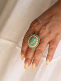 Bague Léandre ajustable verte avec perles Studio Albine P