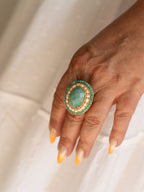 Bague Léandre ajustable verte avec perles Studio Albine P