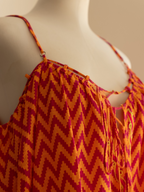 Détail bretelles et imprimé robe Indira bohème solaire Studio Albine P