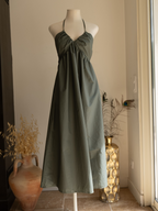 Robe Naïa kaki longue en coton fabriquée en Italie Studio Albine P