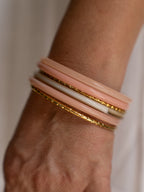 Détail set de bracelets Sacha rose blanc doré Studio Albine P