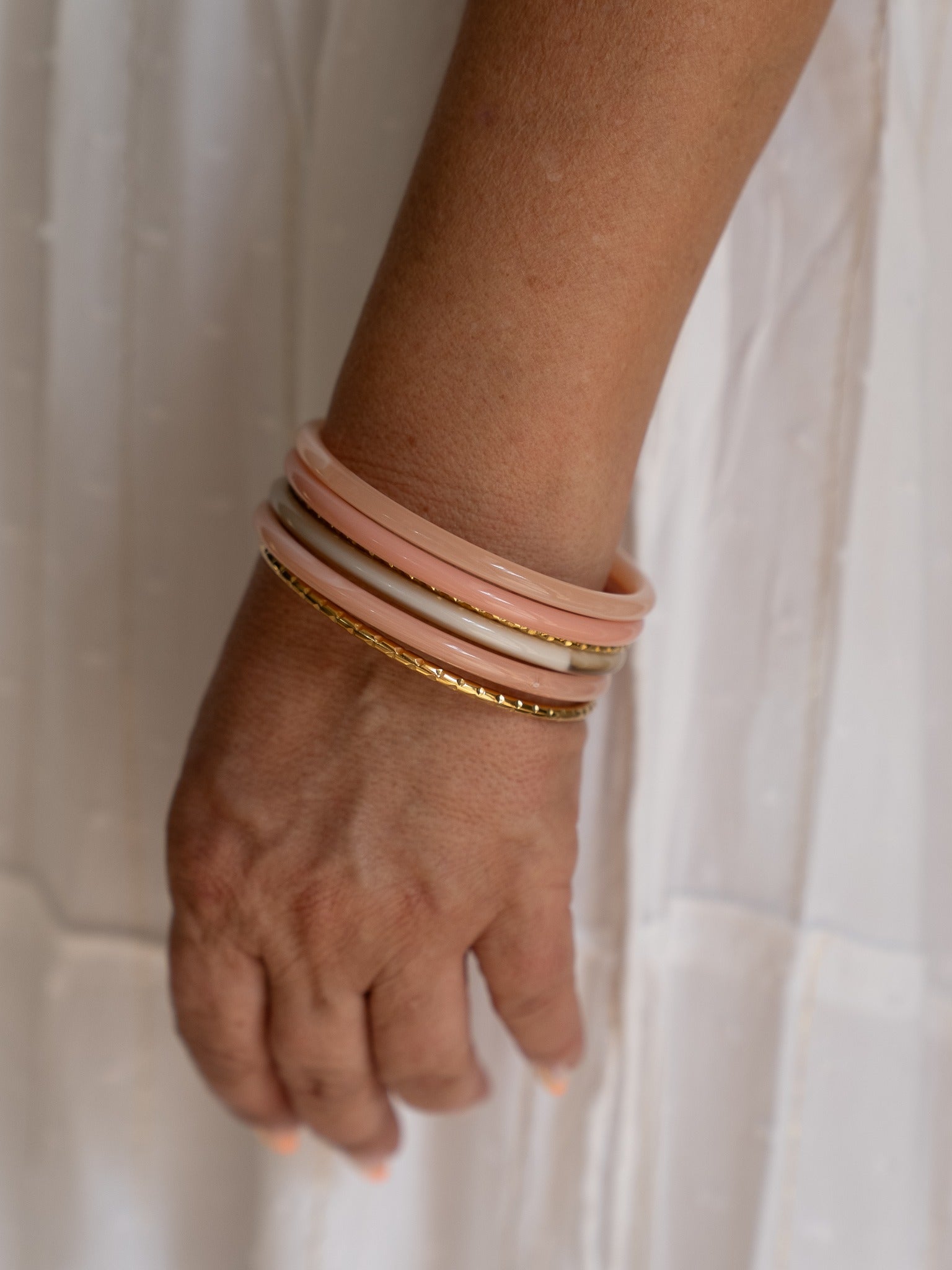 Set de bracelets Sacha rose blanc et doré Studio Albine P
