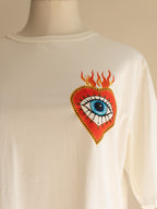 Motif dos T-shirt Céleste blanc œil cœur soleil Studio Albine P